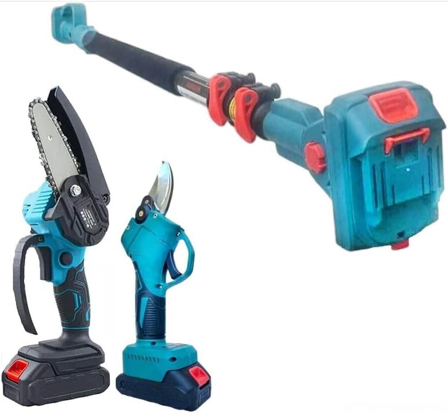 Kit Potatura 3 in 1 Professionale: Mini Motosega + Forbice Cesoia a Batteria con Asta Telescopica