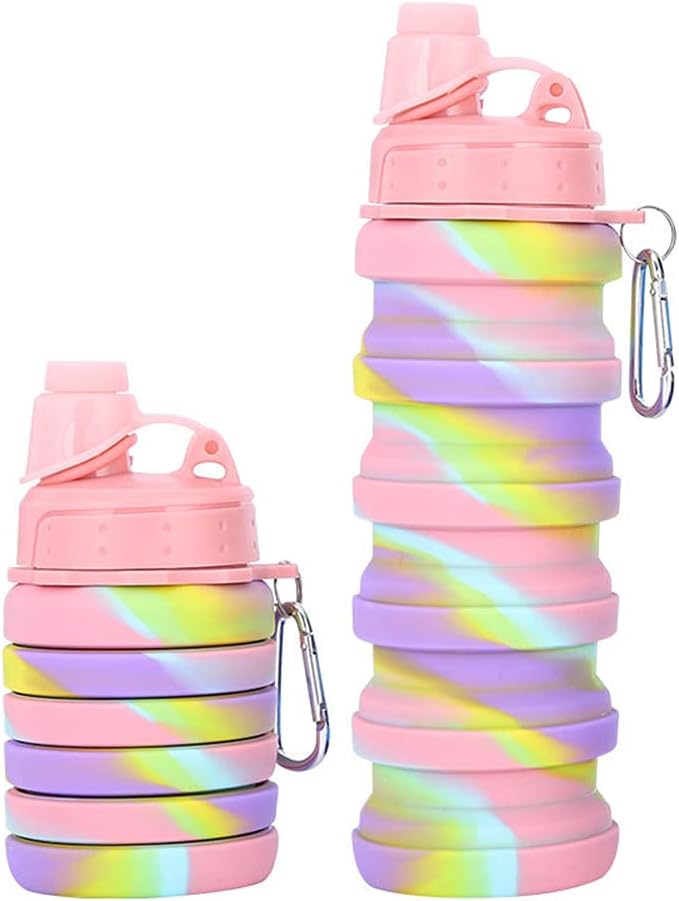 Borraccia Pieghevole in Silicone da 500 ml – Ideale per Attività all’Aperto, Viaggi, Ciclismo ed Escursionismo