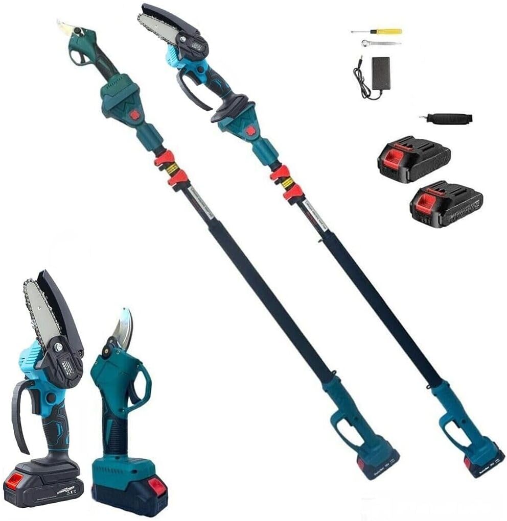 Kit Potatura 3 in 1 Professionale: Mini Motosega + Forbice Cesoia a Batteria con Asta Telescopica