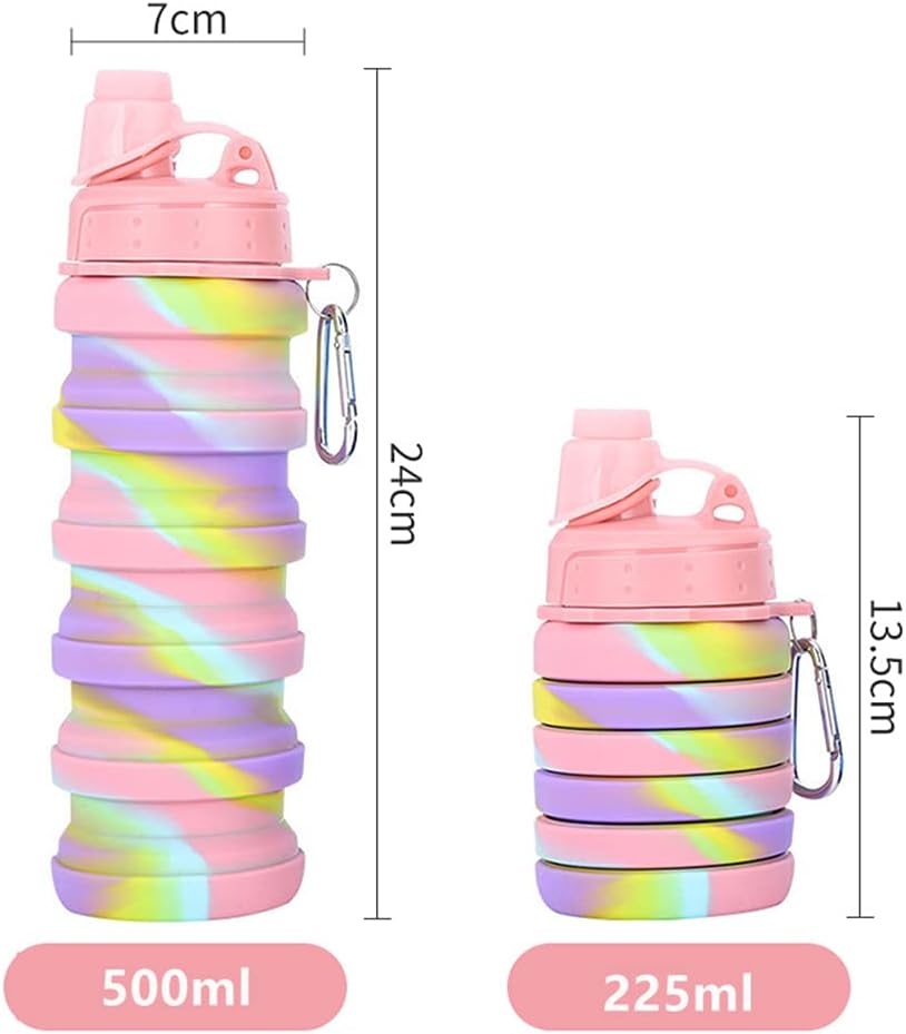 Borraccia Pieghevole in Silicone da 500 ml – Ideale per Attività all’Aperto, Viaggi, Ciclismo ed Escursionismo