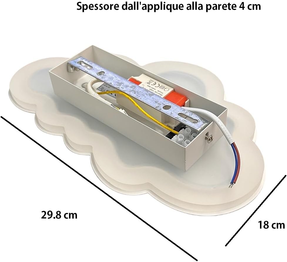Applique LED Nuvola 9W per Interno, Design Moderno da Parete, 3 Tonalità di Luce Bianca (3000K-4000K-6500K), 630 Lumen per Camere, Soggiorni e Uffici - Classe A++