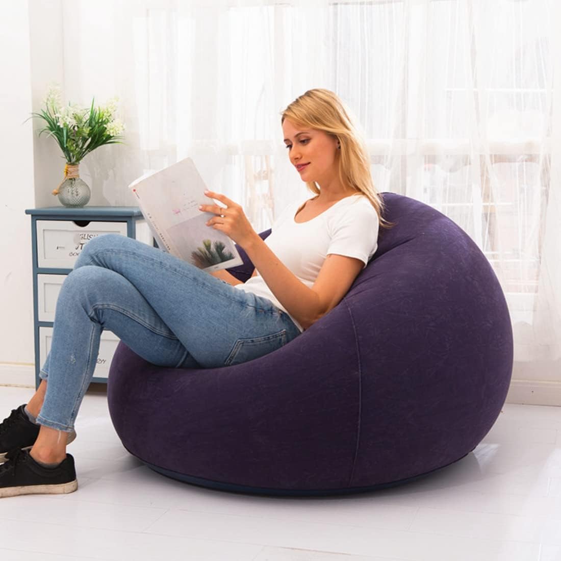 Divanetto Gonfiabile Multifunzione | Blu Sferico in PVC Floccato per Interni ed Esterni 💺🌿