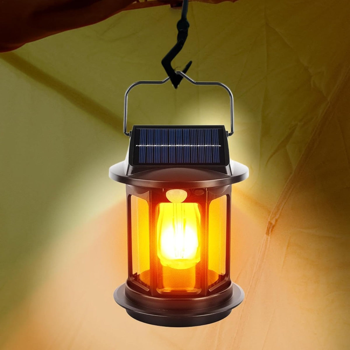 Lanterna Solare Ricaricabile da Campeggio | Luce LED Portatile con Sensore di Movimento e Modalità Regolabili