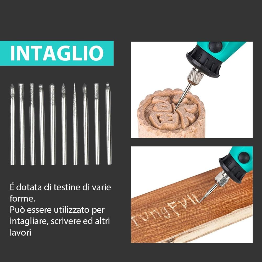 Mini Smerigliatrice Elettrica 180W con Velocità Regolabili e Valigetta 211 accessori - Utensile Rotativo per Bricolage e Fai da Te
