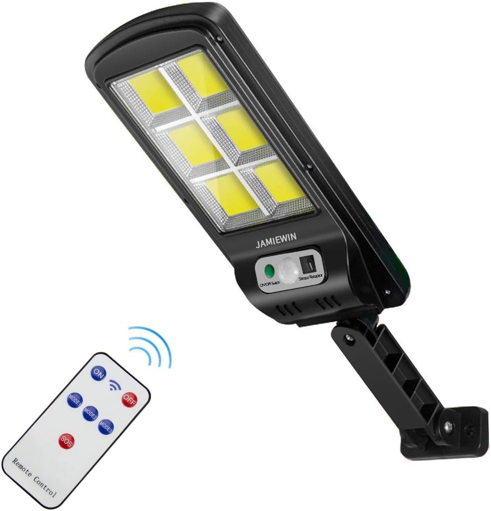 🌞 Faro Lampione Stradale LED Solare – 120 COB, Sensore di Movimento, Telecomando, IP65