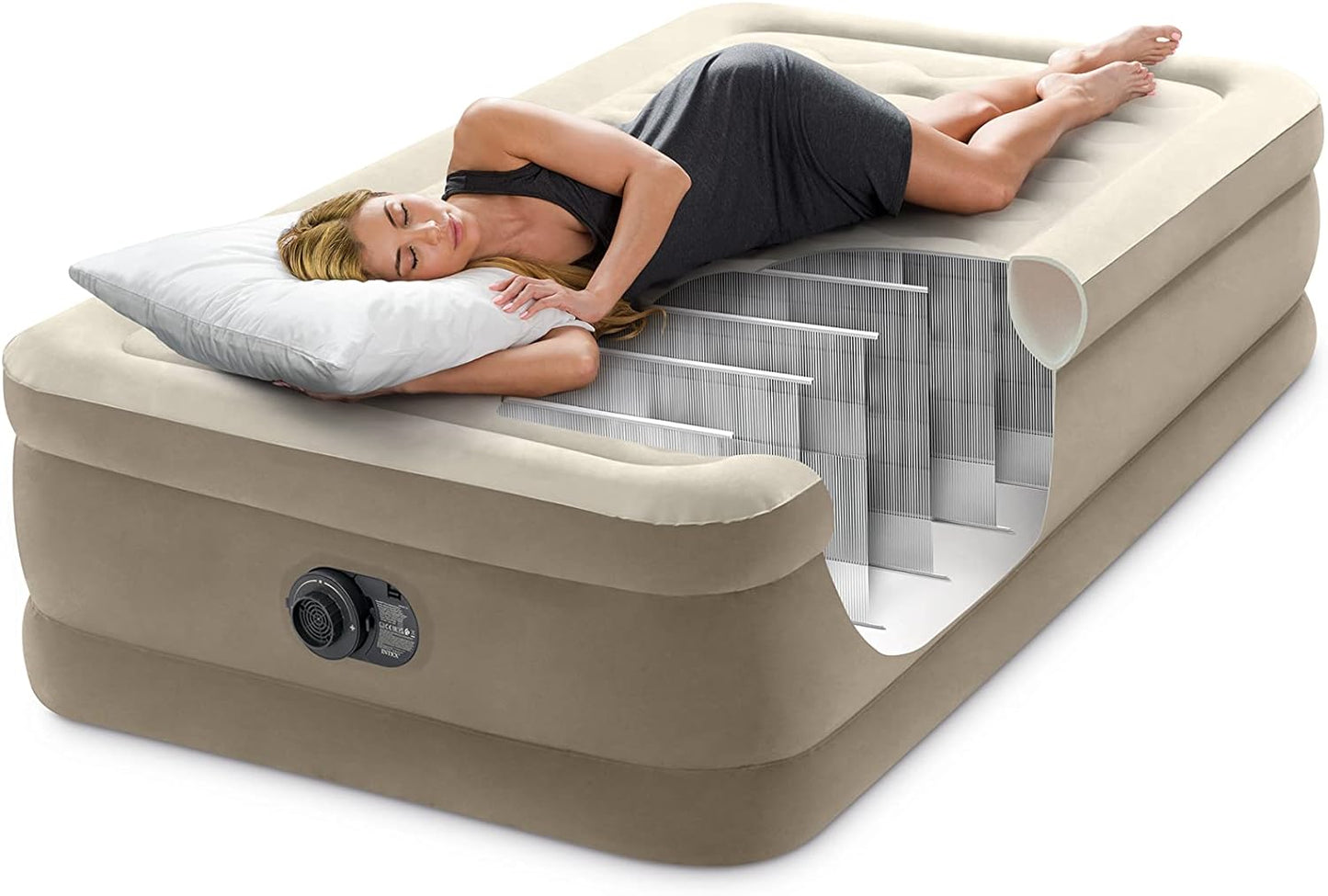 Letto Gonfiabile Singolo 190x100x40 cm - Materasso Ad Aria Regolabile con Pompa Elettrica al Litio Integrata