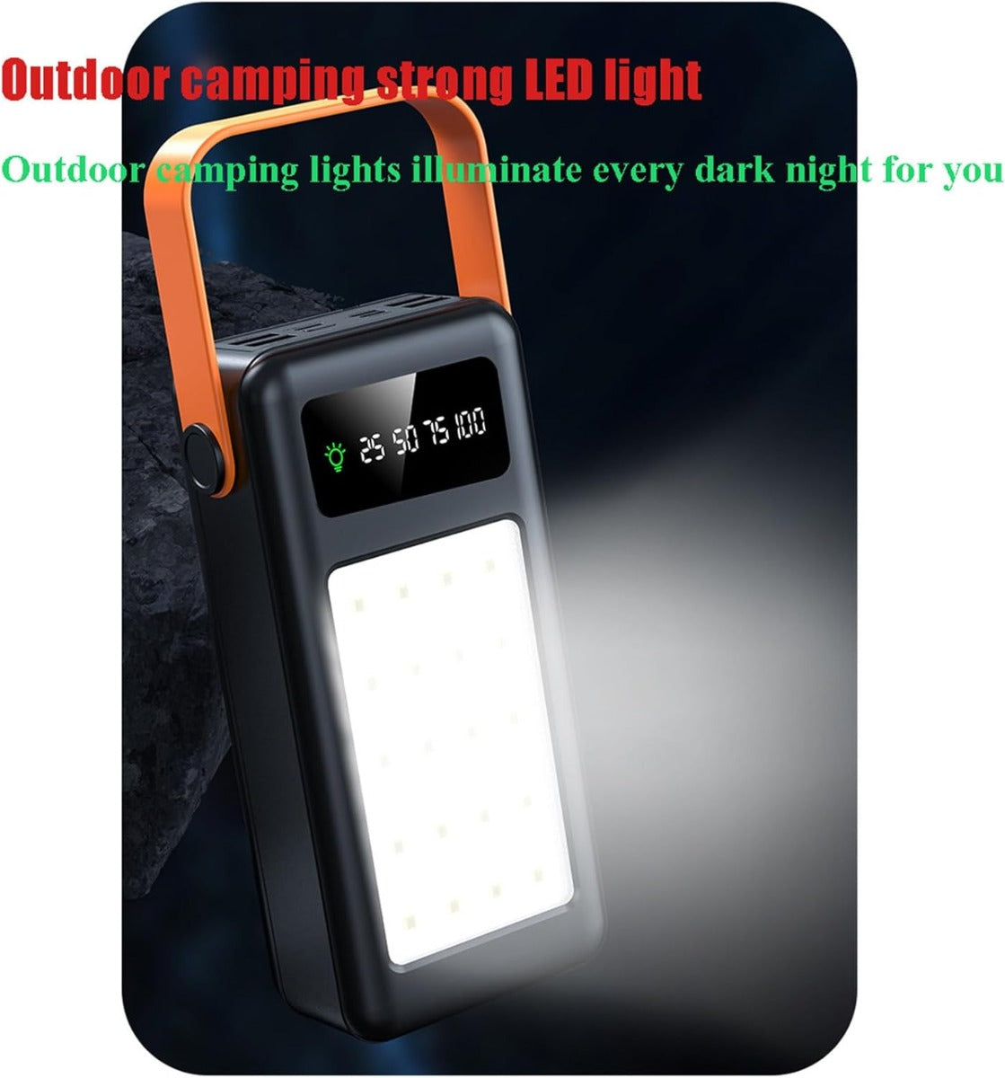 🔋 Power Bank Universale 60.000 mAh con Ricarica Veloce, 4 Porte USB, Torcia e Faro LED 20 LuminI