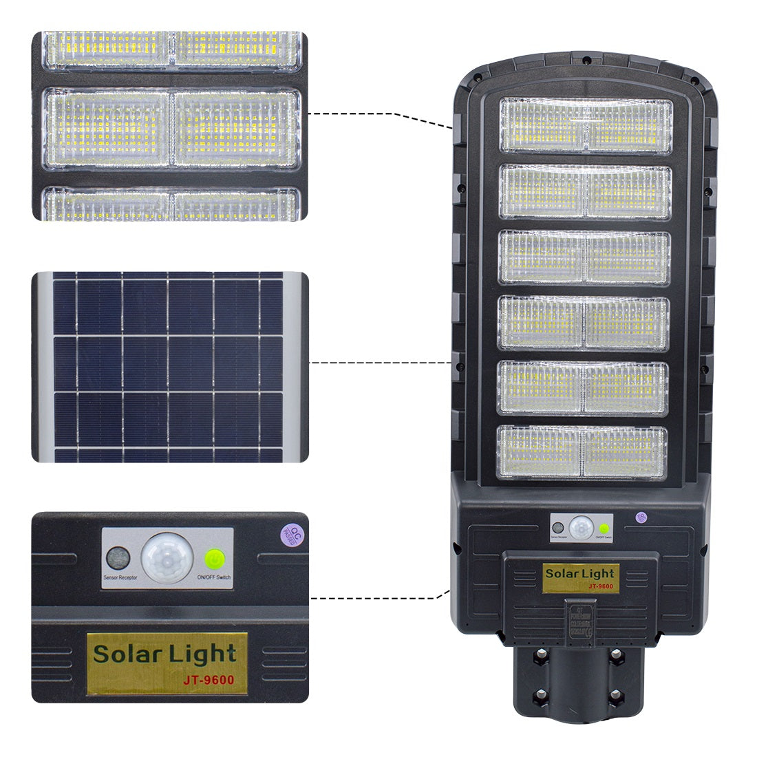 🌞 Faro Lampione Stradale LED Solare 600W – IP66, Sensore Movimento, Telecomando, Installazione Facile