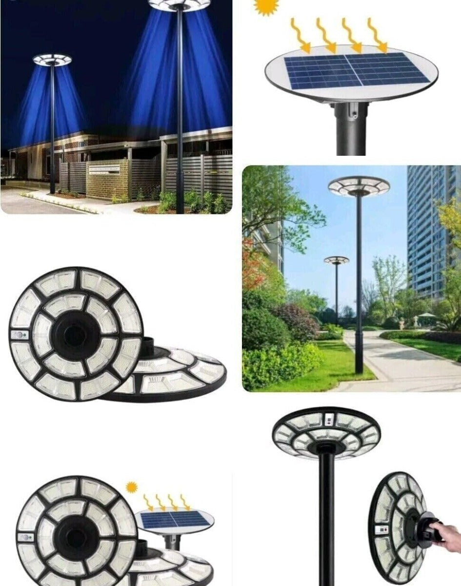 Lampione Solare Stradale a LED 2000W con Telecomando - Design UFO e Pannello Solare Integrato