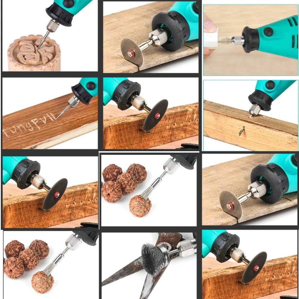 Mini Smerigliatrice Elettrica 180W con Velocità Regolabili e Valigetta 211 accessori - Utensile Rotativo per Bricolage e Fai da Te
