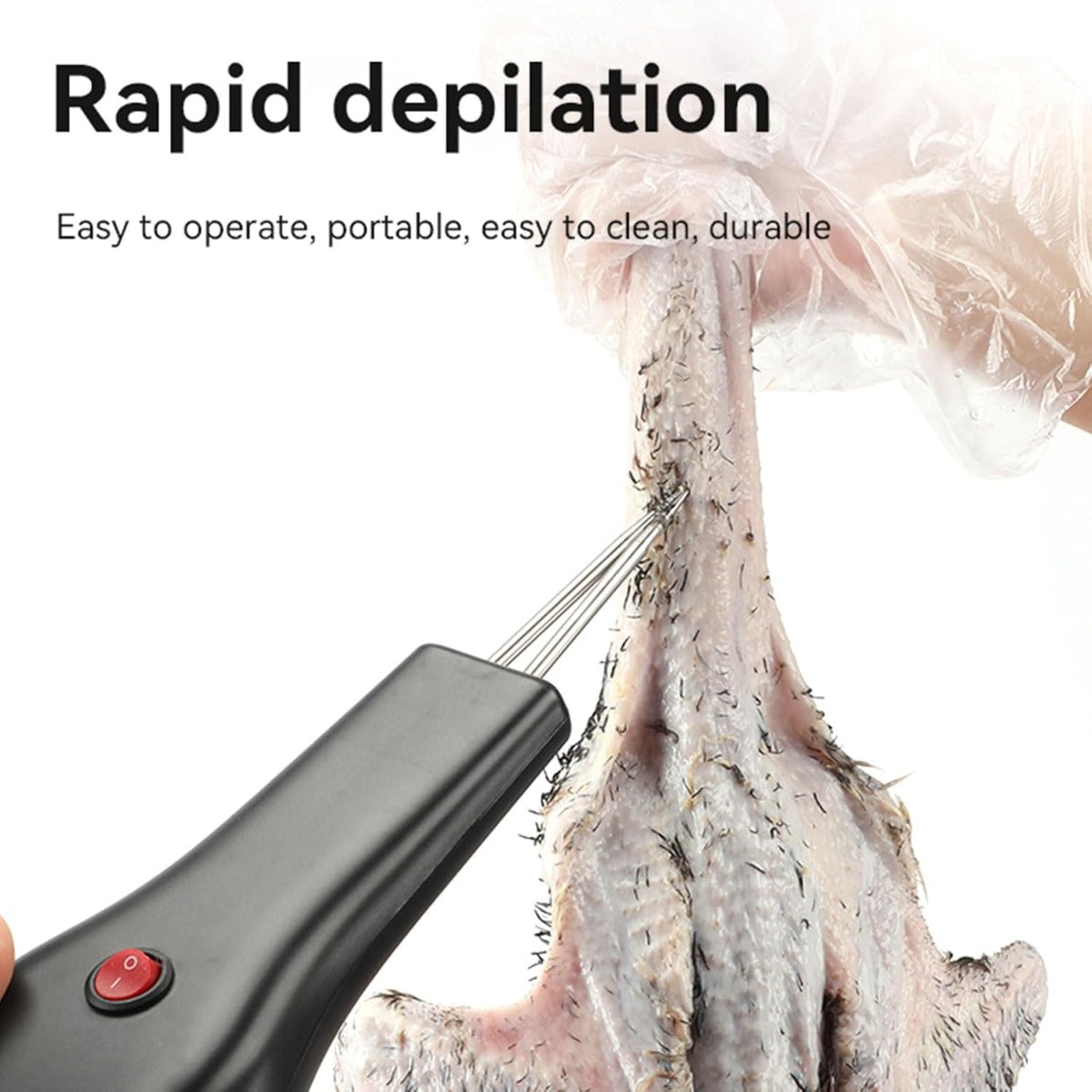 Depilatore Elettrico per Pollame - Batteria al Litio 12V, 120W, Cono in Acciaio Inossidabile, Impugnatura Ergonomica