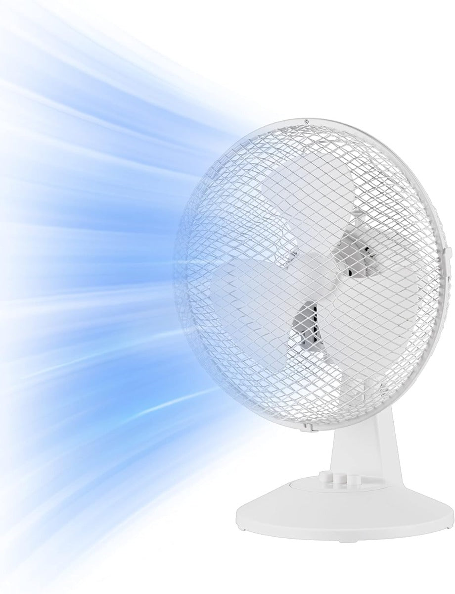Ventilatore da Tavolo Silenzioso 25W – 2 Velocità, Oscillazione 80°, Compatto e Portatile