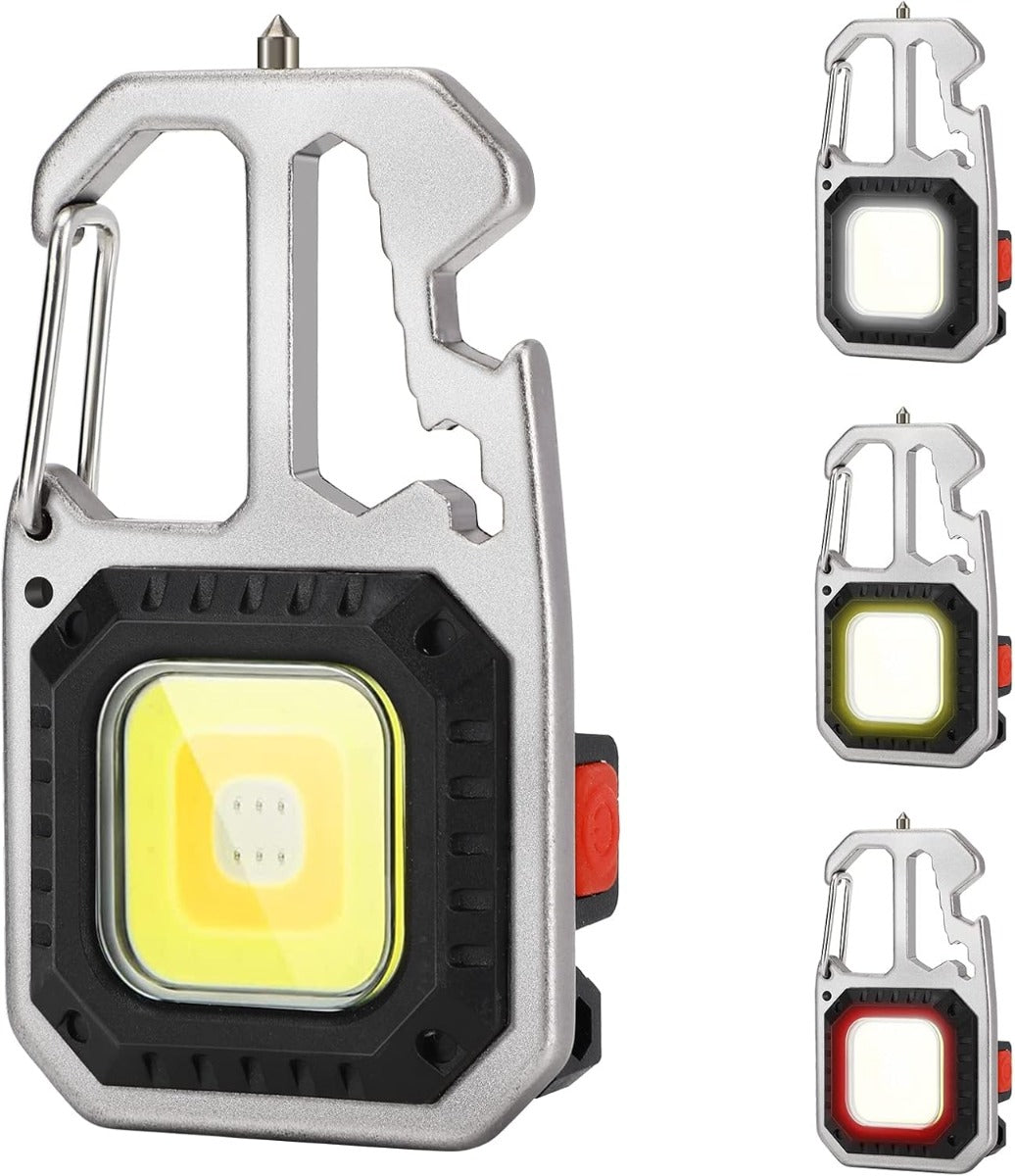 Mini Torcia Portachiavi Multifunzionale USB Ricaricabile COB LED con Base Magnetica, 6 Modalità di Luce – Torcia Tascabile per Campeggio, Emergenze, Pesca e Lavoro