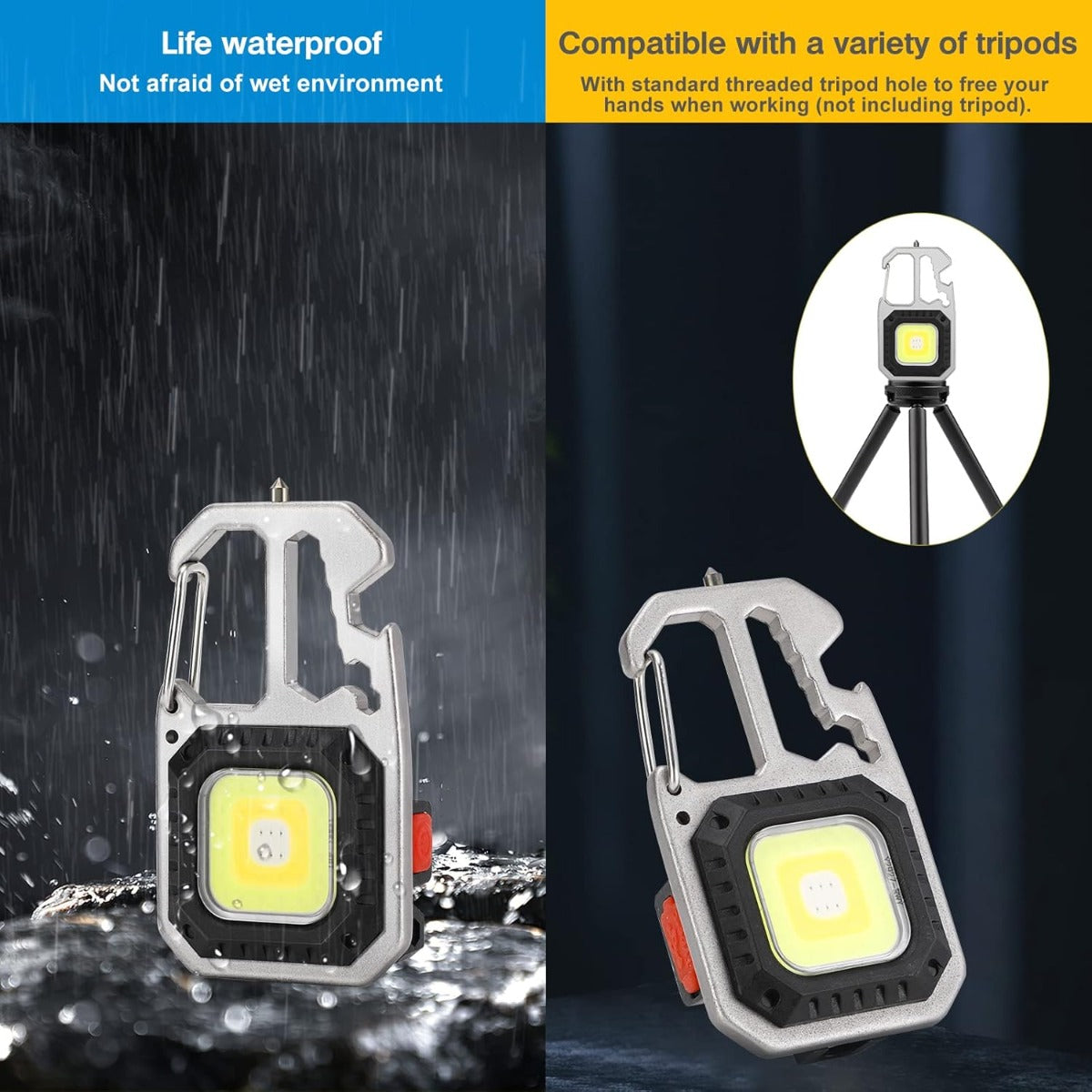 Mini Torcia Portachiavi Multifunzionale USB Ricaricabile COB LED con Base Magnetica, 6 Modalità di Luce – Torcia Tascabile per Campeggio, Emergenze, Pesca e Lavoro