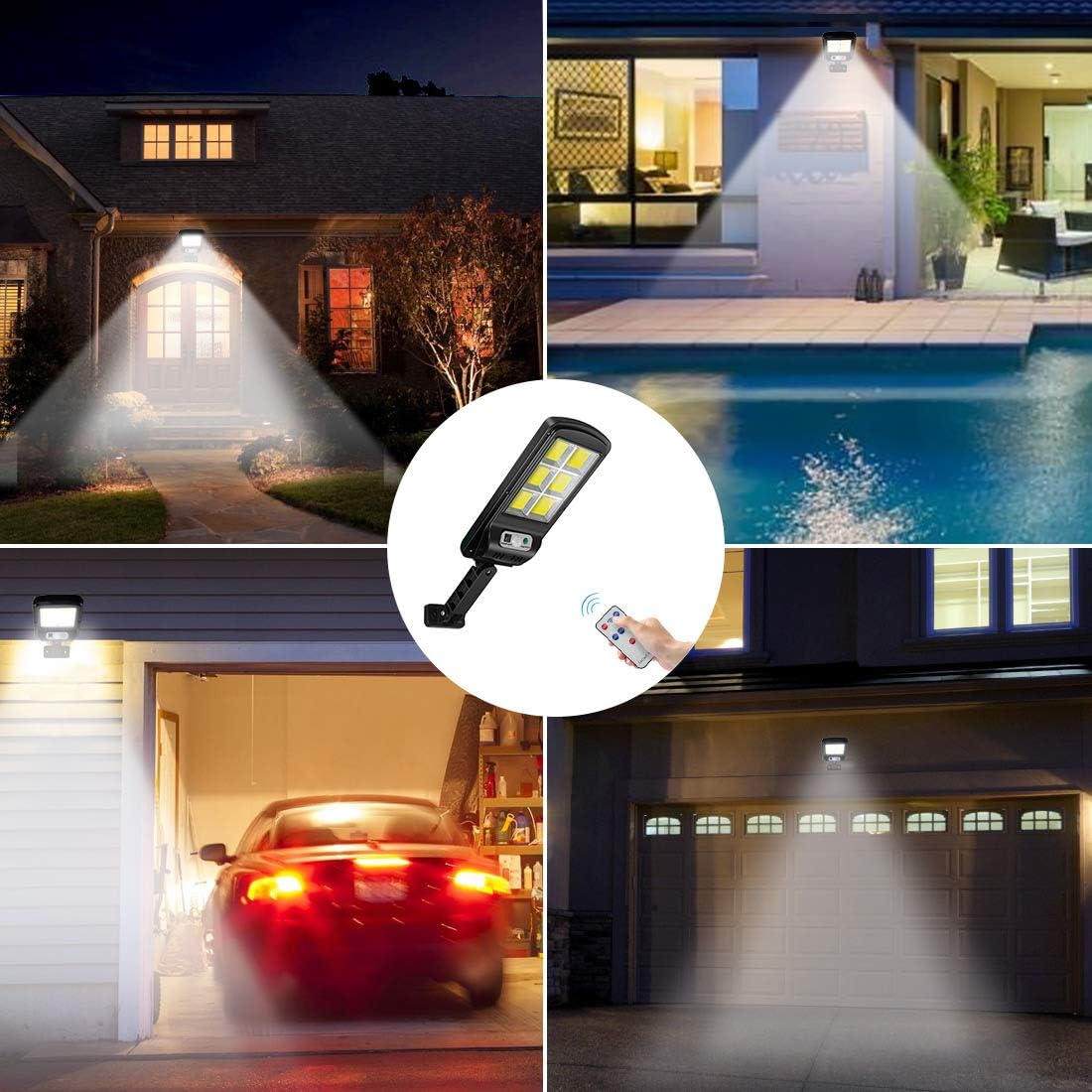 🌞 Faro Lampione Stradale LED Solare – 120 COB, Sensore di Movimento, Telecomando, IP65