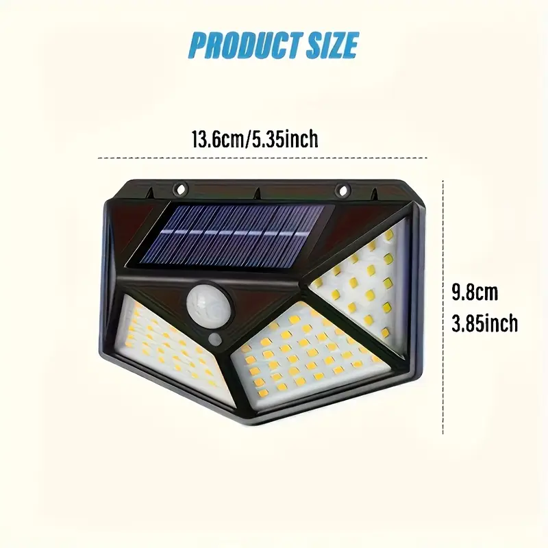 🌞 Kit 6 Luci Solari a LED con Sensore di Movimento – 100 LED, IP65, Copertura 270°