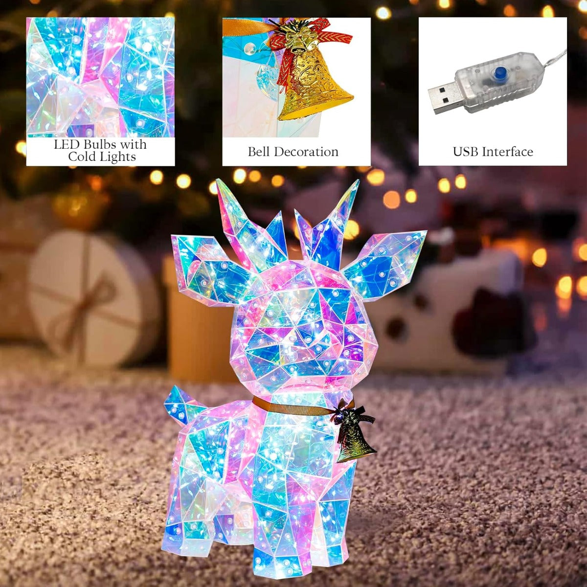 Decorazione Natalizia a Forma di Cervo Luminoso