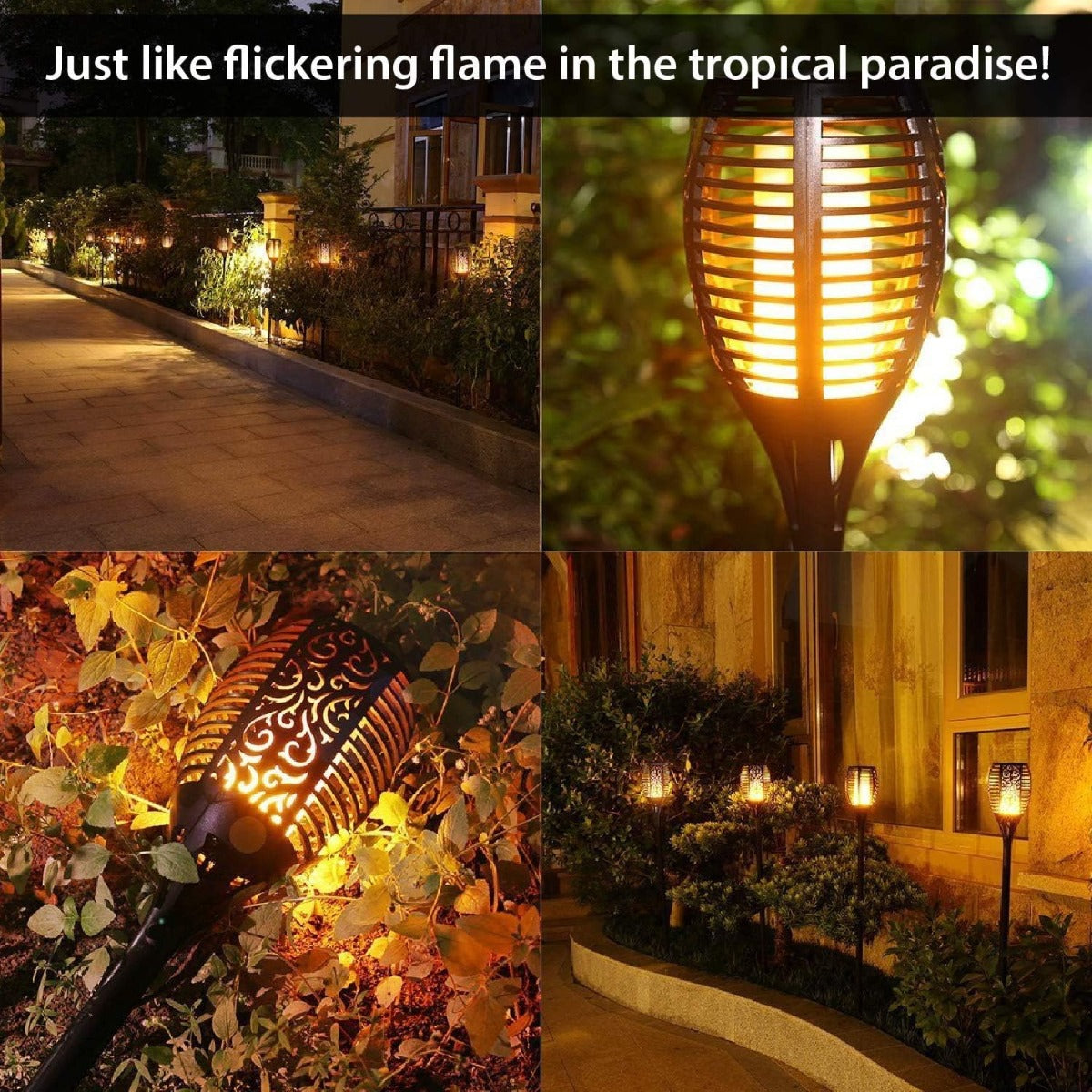 Lampioncino Solare LED TE-B0312 Effetto Fiamma per Esterni con Picchetto