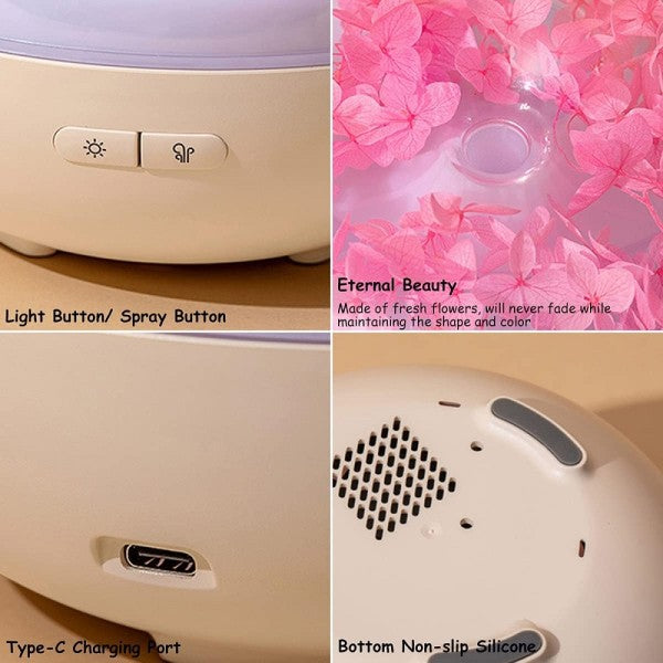 Diffusore oli essenziali fiori eterni ultrasuoni umidificatore usb 7 luci led