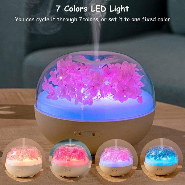 Diffusore oli essenziali fiori eterni ultrasuoni umidificatore usb 7 luci led