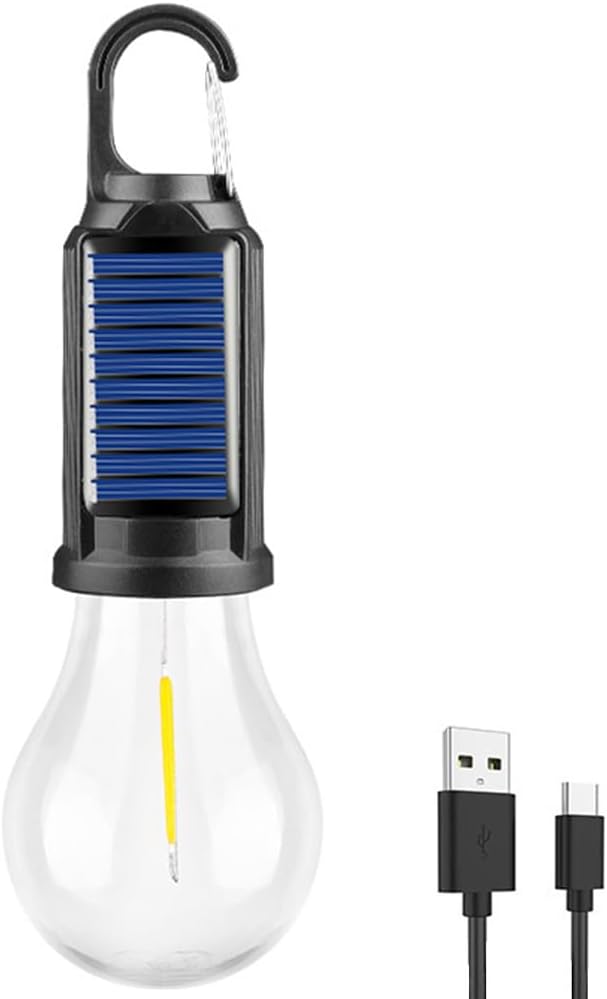 Lanterna da Campeggio Portatile a LED – Ricarica Solare e USB, Impermiabile, 4 Modalità di Illuminazione