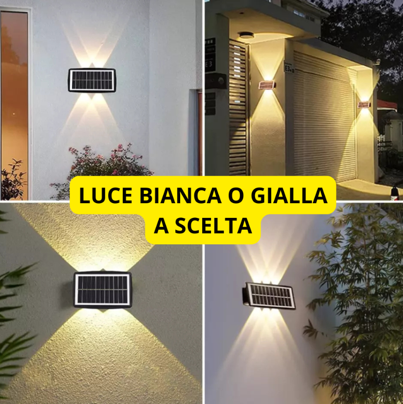 Lampada Solare da Parete con 10 LED, Luce Fredda , per Esterni Giardino e Muro.