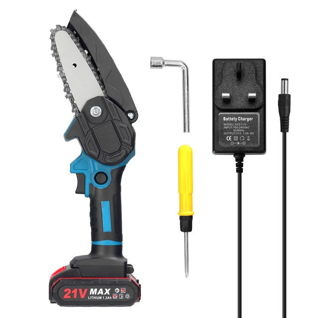 Mini motosega da potatura a batteria 21v lama da 4 pollici con valigetta e due batterie