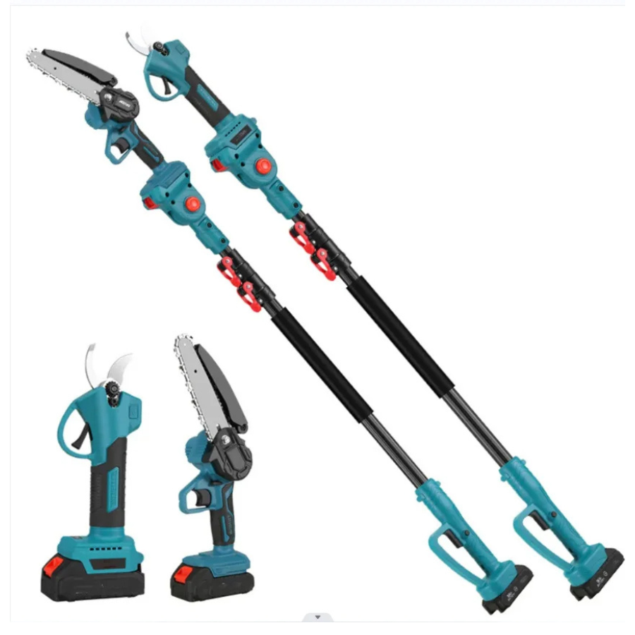 Kit Potatura 3 in 1 Professionale: Mini Motosega + Forbice Cesoia a Batteria con Asta Telescopica