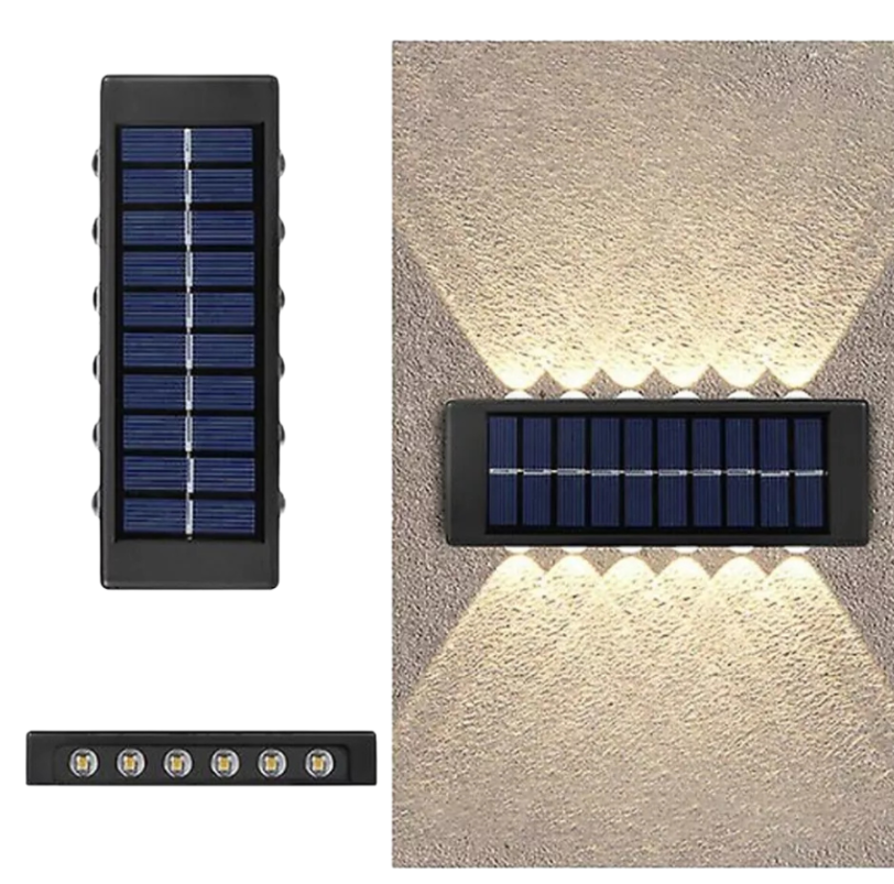 Lampada Solare da Parete con 12 LED, Luce Bianca Fredda, Ideale per Giardino