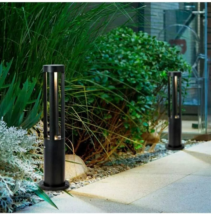 Lampioncino da Giardino 12W LED per Esterni, Moderno, Nero