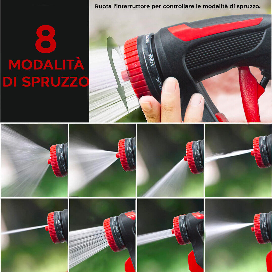 Pistola ad acqua multifunzione con serbatoio per sapone