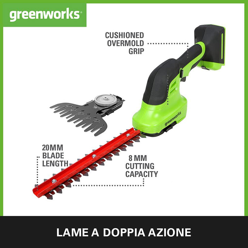 Greenworks G24SHTK2 Decespugliatore e Tagliaerba 2-in-124V -2 IN 1- 2.0AH più 24V DVT, Micro Caricabatt., 0.5AGWM1600607VA