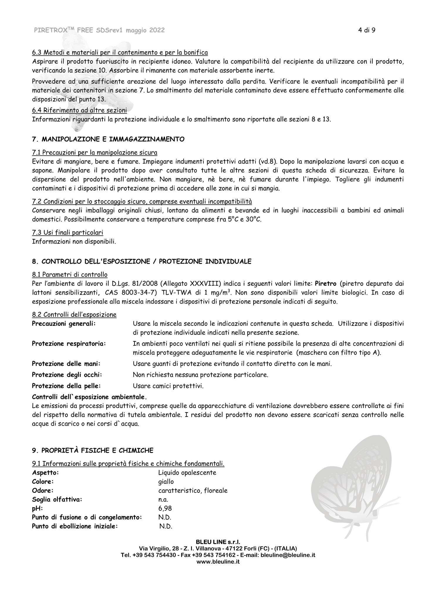 Bleuline Insetticida PIRETROX FREE contro Zanzare e Zanzare tigre