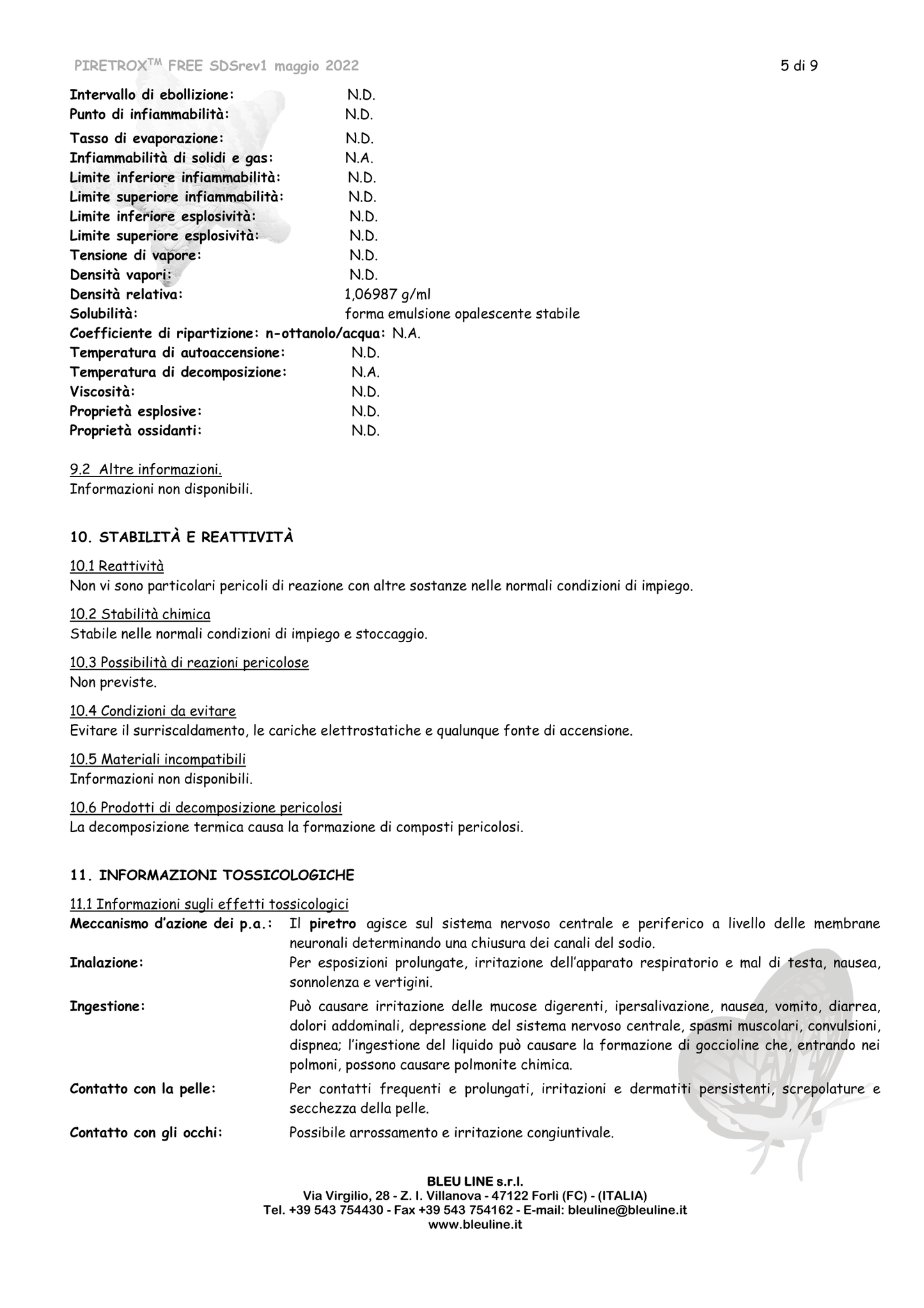 Bleuline Insetticida PIRETROX FREE contro Zanzare e Zanzare tigre