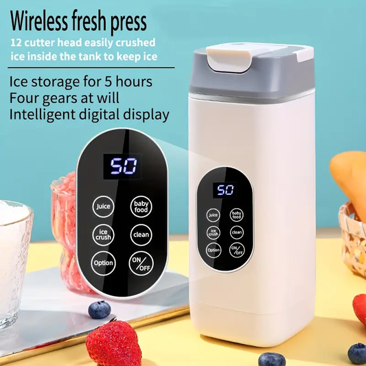 🔋 Frullatore Portatile 420 ml | 12 Lame Inox – USB Ricaricabile & Termico ❄️