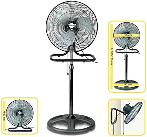 Ventilatore Multifunzionale 3 in 1 – Da Colonna, Tavolo o Parete, 55W, 50cm, 3 Pale in Metallo