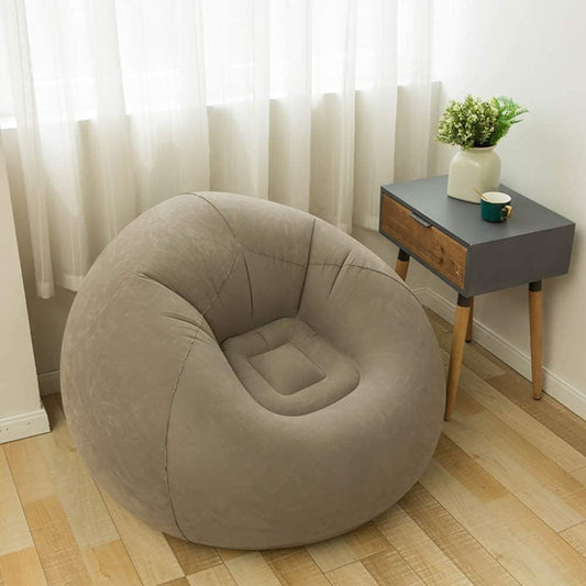 Divanetto Gonfiabile Multifunzione | Grigio Sferico in PVC Floccato per Interni ed Esterni 💺🌫️