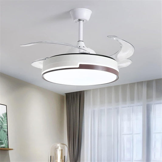 Ventilatore da Soffitto con Luce LED Dimmerabile e Telecomando – 48" a Pale Retrattili, Silenzioso, Plafoniera Moderna per Interni