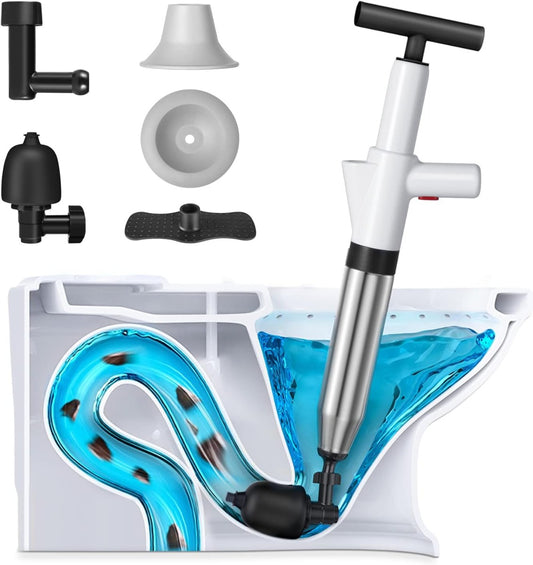 Kit Disostruzione per Scarichi a Pressione - Strumento Manuale per WC, Lavandini e Docce