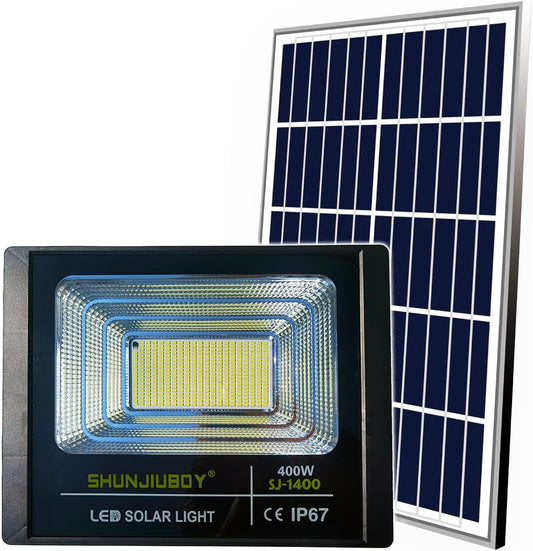 🔦 Faro LED Solare 400W Shunjiuboy – Sensore Crepuscolare, IP67, Telecomando | Luce Bianca Fredda 6500K