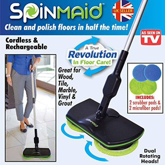 Super Maid – Set di 2 Pezzi di Ricambio per Mop Elettrico Rotante | 4 Pad in Microfibra + 4 Pad a Poli