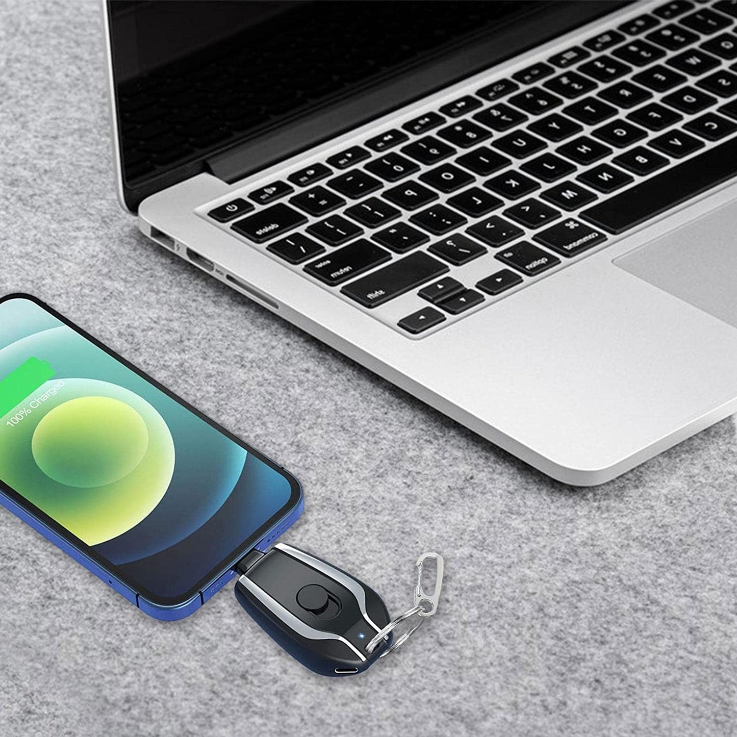 Mini power bank emergenza 1500 mah portachiavi caricabatterie portatile usb-c-Nero