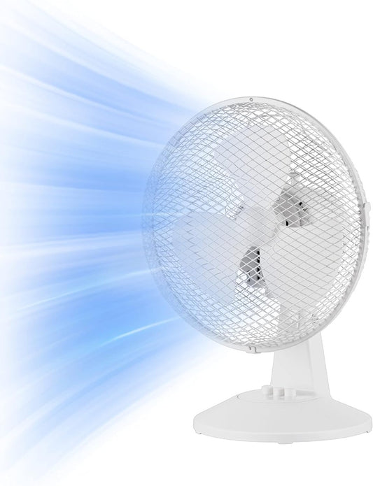 Ventilatore da Tavolo Silenzioso 25W – 2 Velocità, Oscillazione 80°, Compatto e Portatile