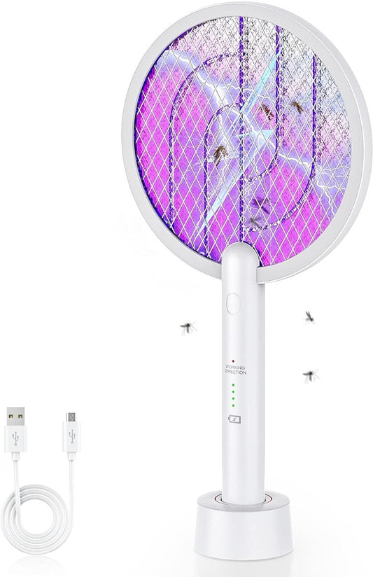 Racchetta zanzare elettrica 3000v racchetta antizanzare con usb ricaricabile e led 2 in 1