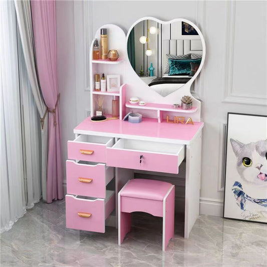Mobile scrivania con specchio scorrevole set con mensole cassetti e sgabello tavolo cosmetici per ragazze