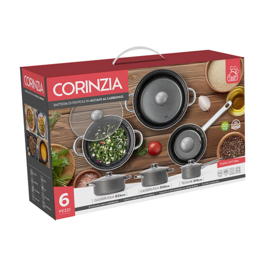 Batteria di Pentole 6 Pezzi – Linea Corinzia