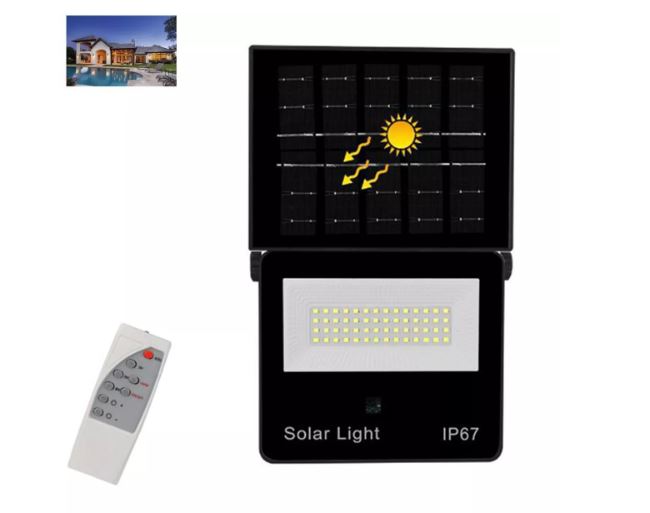 TE - B0635  Faro Solare LED con Pannello Solare Integrato e Telecomando IP67 – Illuminazione Esterna Efficiente e Ecologica