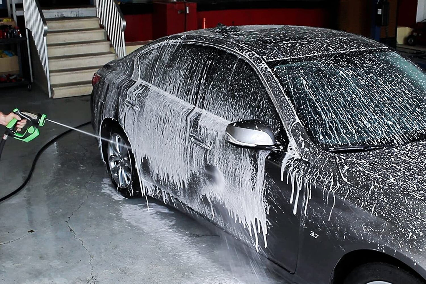 🚗 Idropulitrice Portatile ad Alta Pressione – Serbatoio Sapone 200 ml, 4 Getti Regolabili, Universale per Lavaggio Auto