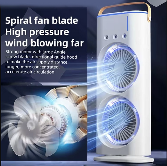 Piccolo  ventilatore raffreddatore d'aria domestico usb ricaricabile 3000mah ventilatore portatile condizionatore d'aria doppia testa
