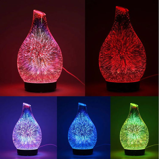Umidificatore in Vetro effetto 3D varia di 7 colori 100ml Aromaterapia Diffusore olio Essenziale